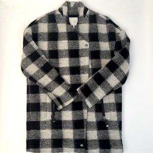 NWT / Joie / Black & White Buffalo Plaid Oversize Wool Coat - XS